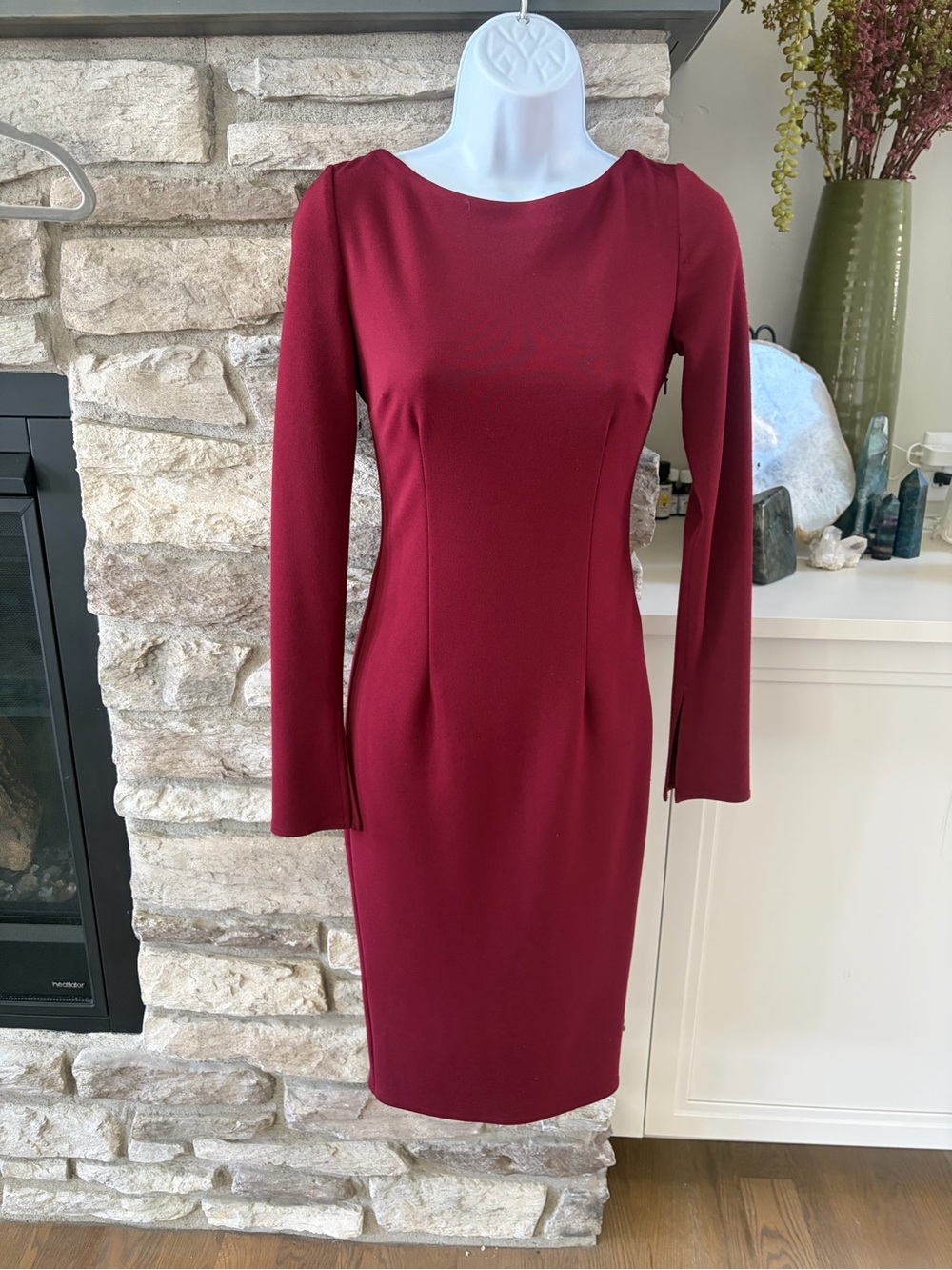 Katie May Burgundy Long Sleeve Backless Midi Dress - Picture 2 of 4